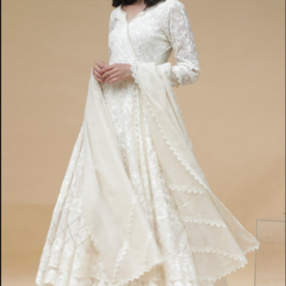 Ansab Jahangir Studio βKinarβ Net/Organza Angarkha Suit β Size Large β Preloved - Picture 3 of 5